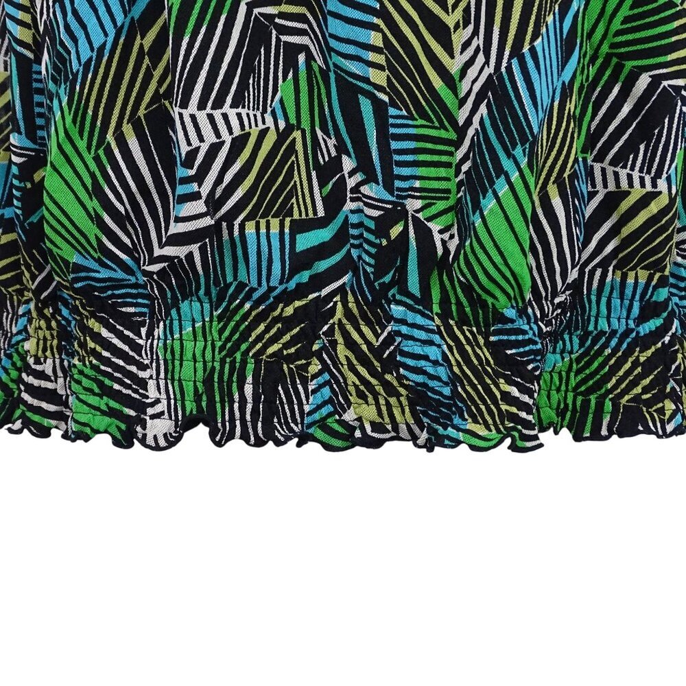 East 5th Geometric Print Smocked Blouse Women Size 1X Short Sleeve Work Casual - Picture 3 of 6